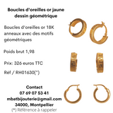 Boucles d'oreille or jaune 750 dessin géométrique