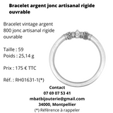 Bracelet argent 800 jonc artisanal rigide ouvrable