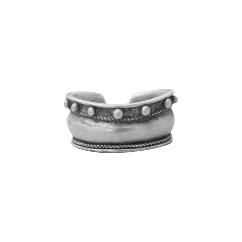Bague argent ouverte alternant 3 motifs différents