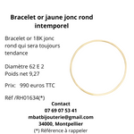 Bracelet or jaune 750 jonc rond, intemporel