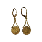 Boucles d'oreille or jaune avec pièce de 2 pesos