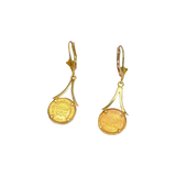 Boucles d'oreille or jaune avec pièce de 2 pesos