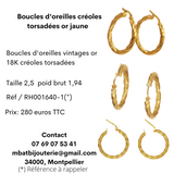 Boucles d'oreille créoles torsadées or jaune 750