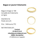 Bague or jaune 750, 9 diamants