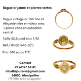 Bague or jaune 750, émeraude centrale en cabochon