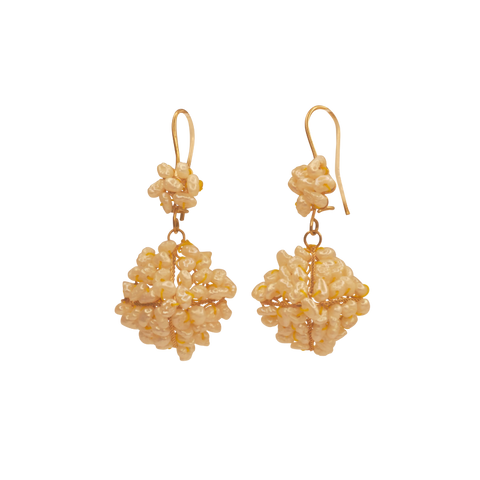 Boucles d'oreille en or jaune 750 avec perles