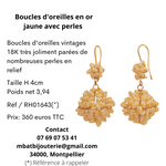 Boucles d'oreille en or jaune 750 avec perles