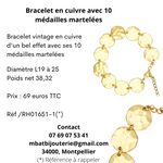 Bracelet en cuivre avec 10 médailles martelées