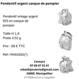 Pendentif argent casque de pompier