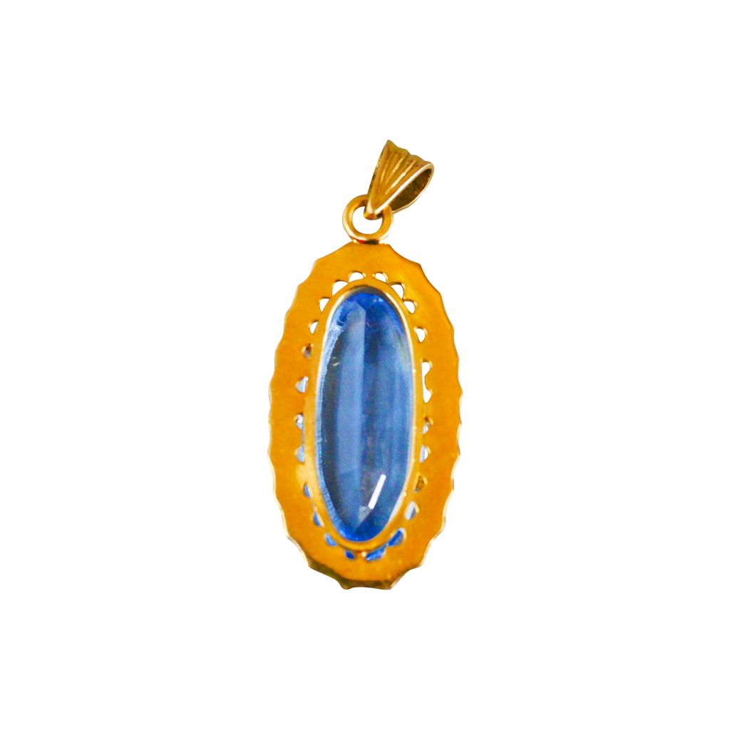 Pendentif - Or gris et goutte d'aigue-marine - ATELIER AXELLE PETIT Pendentif - Or gris et goutte d'aigue-marine - ATELIER AXELLE PETIT