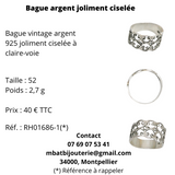 Bague argent joliment ciselée