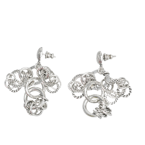 Boucles d'oreille argent 3 colonnes d'anneaux, marque Gas St Tropez