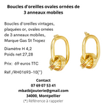 Boucles d'oreille ovales ornées de 3 anneaux mobiles