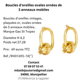 Boucles d'oreille ovales ornées de 3 anneaux mobiles