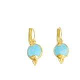 Boucles d'oreille avec perle bleue, marque Gas St Tropez