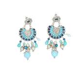 Boucles d'oreille argent ornées de perles bleues