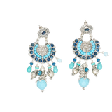 Boucles d'oreille argent ornées de perles bleues