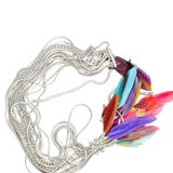 Collier sautoir avec plumes bicolores, marque Gas St Tropez
