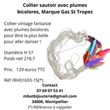 Collier sautoir avec plumes bicolores, marque Gas St Tropez