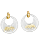 Boucles d'oreille résine serties d'un tigre Gas St Tropez