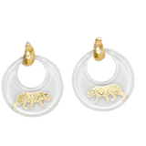 Boucles d'oreille résine serties d'un tigre Gas St Tropez