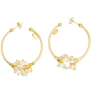 Boucles d'oreille jonc plaquées or ornées de perles , Marque Gas St Tropez