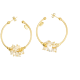 Boucles d'oreille jonc plaquées or ornées de perles , Marque Gas St Tropez