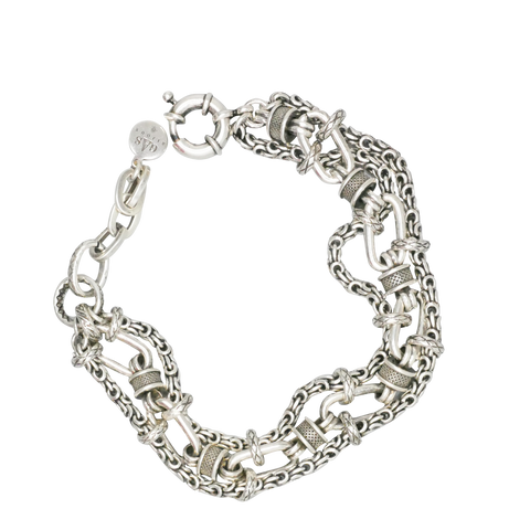 Bracelet argent assemblé de différentes chaînes, marque Gas St Tropez