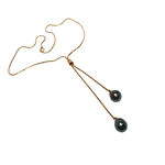 Collier or jaune 2 perles de Tahiti tombantes