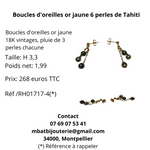 Boucles d'oreille or jaune 6 perles de Tahiti