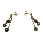 Boucles d'oreille or jaune 6 perles de Tahiti