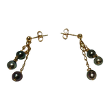 Boucles d'oreille or jaune 6 perles de Tahiti