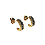 Boucles d'oreilles or jaune 16 diamants et 7 saphirs