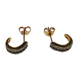 Boucles d'oreilles or jaune 16 diamants et 7 saphirs