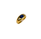 Bague or jaune pierre bleue et 2 diamants
