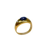 Bague or jaune pierre bleue et 2 diamants