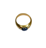 Bague or jaune pierre bleue et 2 diamants