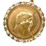 Pendentif avec pièce 50 francs Napoléon III empereur