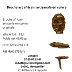 Broche art africain artisanale en cuivre