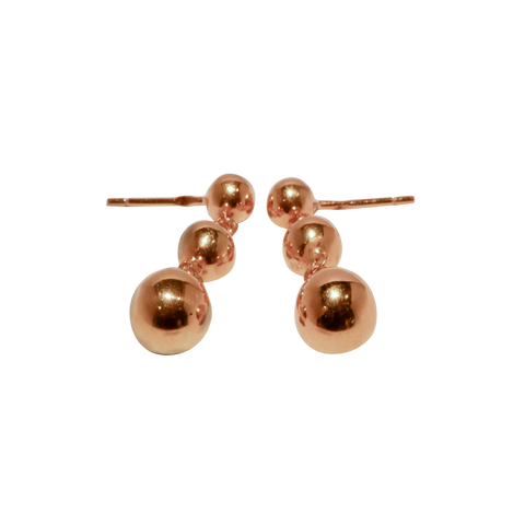 Boucles d'oreille or jaune succession de 3 boules
