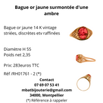 Bague en or jaune surmontée d'une ambre