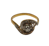 Bague or gris spirale avec 1 diamant central