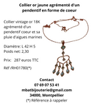 Collier or jaune en forme de coeur