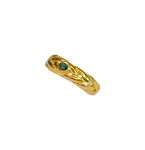 Bague or jaune 18k torsadée et émeraude