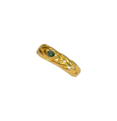 Bague or jaune 18k torsadée et émeraude