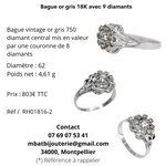 Bague or gris 18K avec 9 diamants