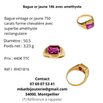 Bague or jaune 18k avec améthyste