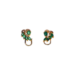 Boucles d'oreille or jaune avec 5 émeraudes