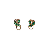 Boucles d'oreille or jaune avec 5 émeraudes