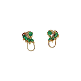 Boucles d'oreille or jaune avec 5 émeraudes
